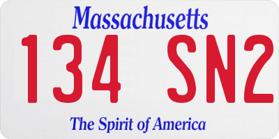 MA license plate 134SN2