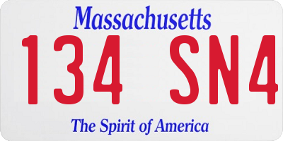 MA license plate 134SN4