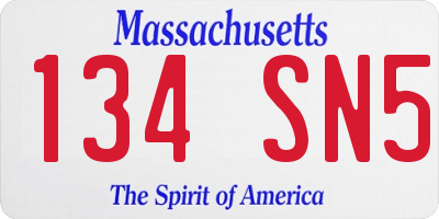MA license plate 134SN5