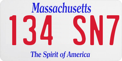 MA license plate 134SN7