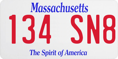MA license plate 134SN8