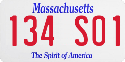 MA license plate 134SO1