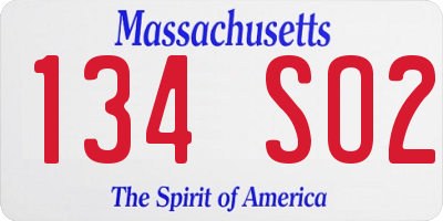 MA license plate 134SO2