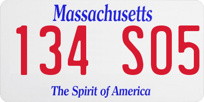 MA license plate 134SO5