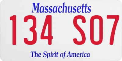 MA license plate 134SO7