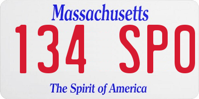 MA license plate 134SP0