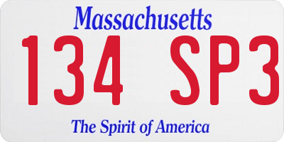 MA license plate 134SP3