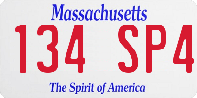MA license plate 134SP4