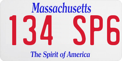 MA license plate 134SP6