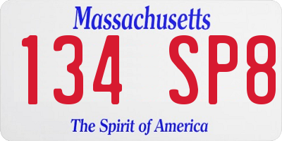MA license plate 134SP8