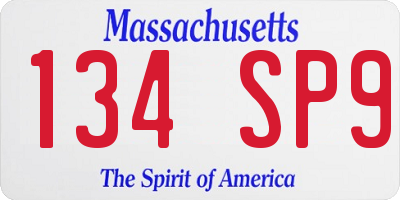 MA license plate 134SP9