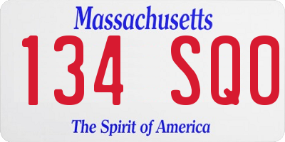 MA license plate 134SQ0