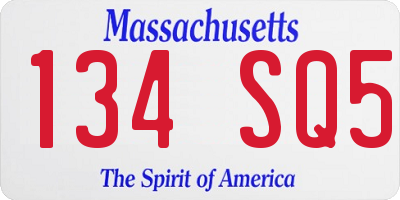 MA license plate 134SQ5