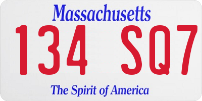 MA license plate 134SQ7