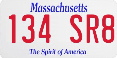 MA license plate 134SR8