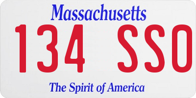 MA license plate 134SS0