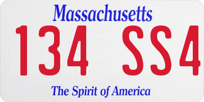 MA license plate 134SS4