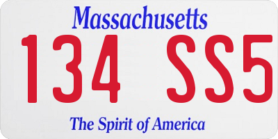 MA license plate 134SS5