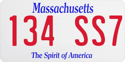MA license plate 134SS7