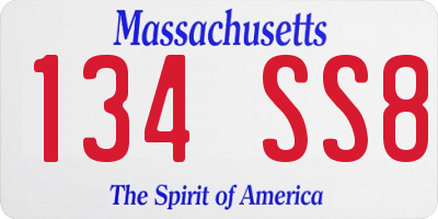 MA license plate 134SS8