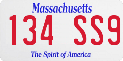 MA license plate 134SS9