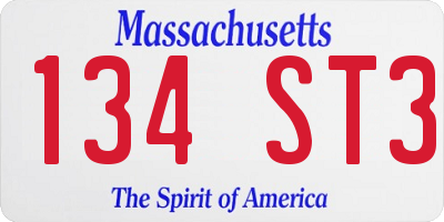 MA license plate 134ST3
