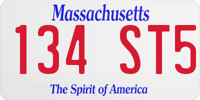 MA license plate 134ST5
