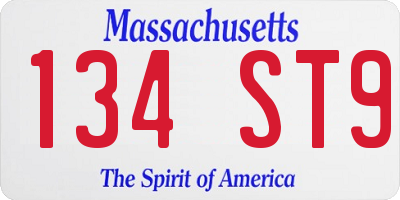 MA license plate 134ST9