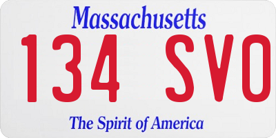 MA license plate 134SV0
