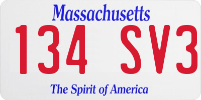 MA license plate 134SV3