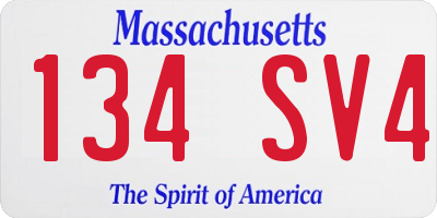 MA license plate 134SV4