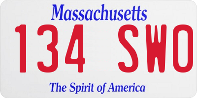 MA license plate 134SW0