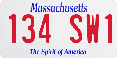 MA license plate 134SW1