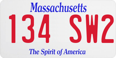 MA license plate 134SW2