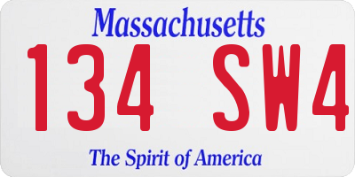 MA license plate 134SW4