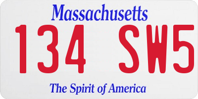 MA license plate 134SW5