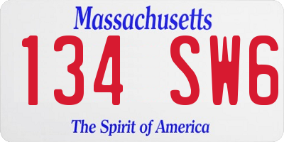MA license plate 134SW6