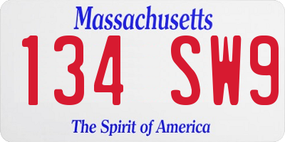MA license plate 134SW9