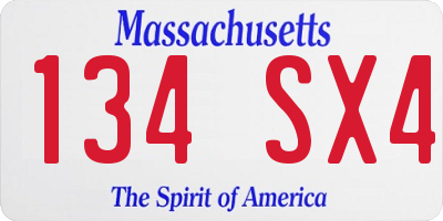 MA license plate 134SX4