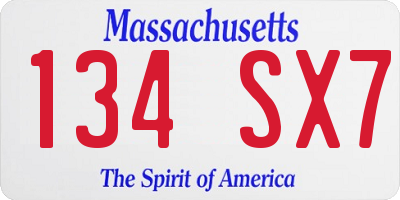 MA license plate 134SX7