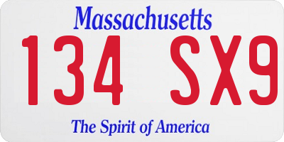 MA license plate 134SX9