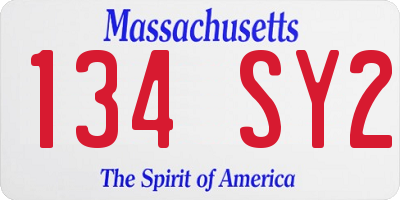 MA license plate 134SY2
