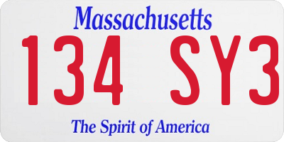 MA license plate 134SY3
