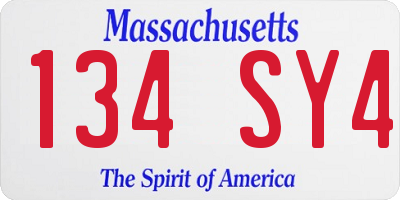 MA license plate 134SY4