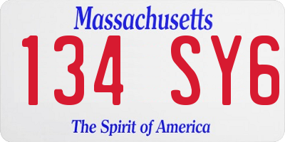MA license plate 134SY6