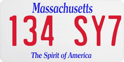 MA license plate 134SY7