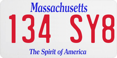 MA license plate 134SY8