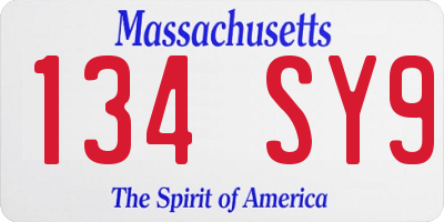 MA license plate 134SY9
