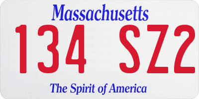 MA license plate 134SZ2