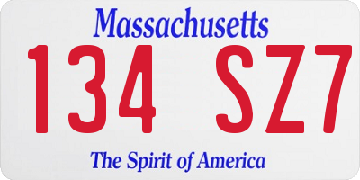 MA license plate 134SZ7